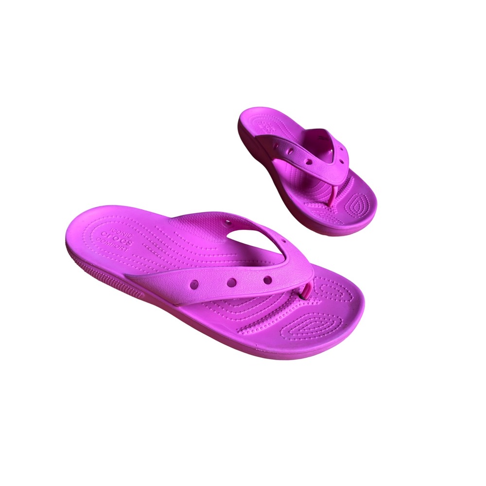 Crocs Classic Flip Flops Electric Pink Neon Sandals Mens 7 Womens 9